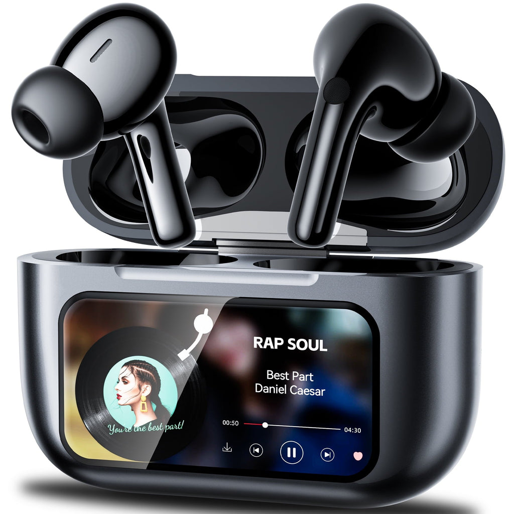 STA Wireless Earbuds, Bluetooth 5.4 Ear Buds with Multifunctional Touch Screen, ANC/ENC Noise Cancelling Headphones with 70H Playtime, Bass Stereo Sound, for Laptop, Android/iOS, Pad